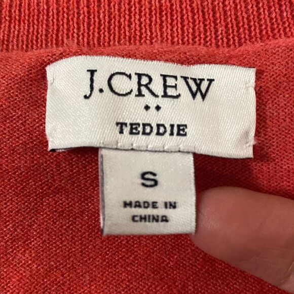 J. Crew Factory Teddie cotton red orange sweater size S - Picture 9 of 11